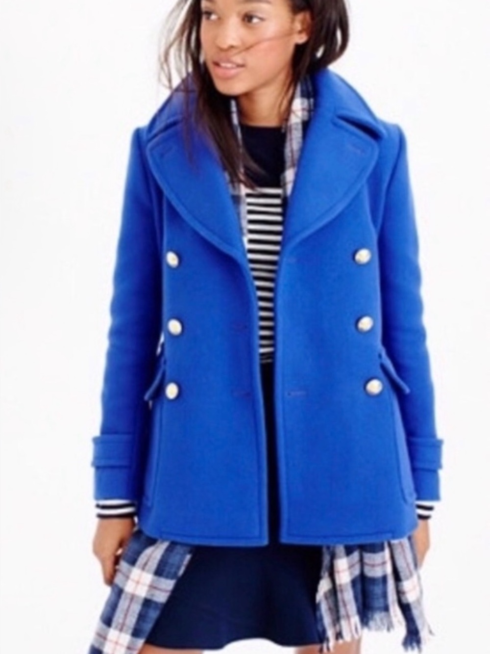 J.Crew Majesty Peacoat Stadium Cloth Wool Cobalt Blue 8
